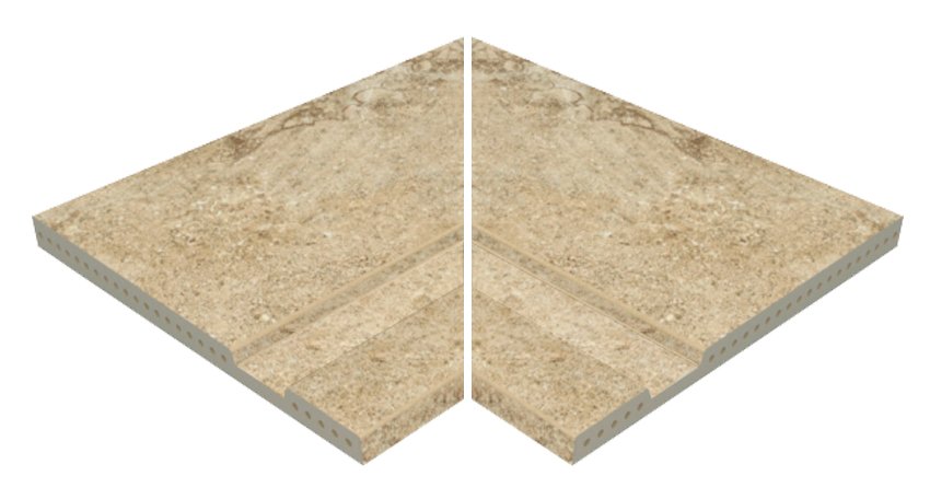 ESQUINA INTERIOR BORDE DEBORDANTE PETRA OCRE